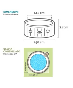 Piscina idromassaggio gonfiabile rotonda intex "greywood deluxe" 4 persone 196x196x71cm